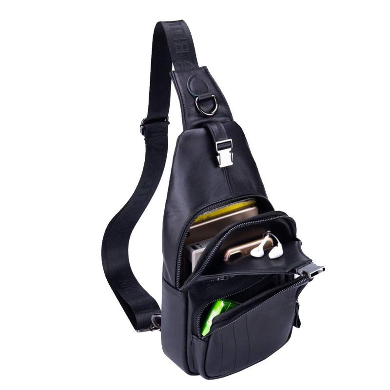 Hebetag Leather Sling Bag Crossbody Backpack for Men Women Outdoor Travel Shoulder Chest Pouch Casual Hiking Pack - Image 4